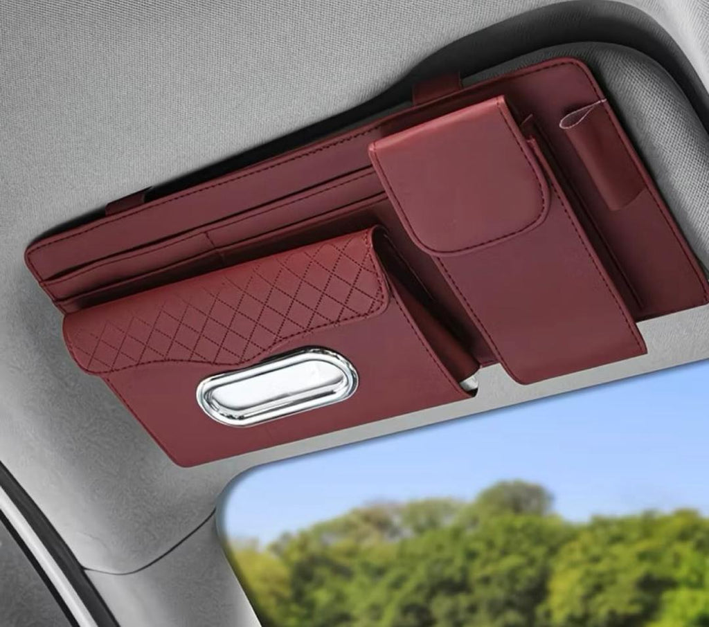 Prix : 8000f au lieu de 22000f .  Sac de rangement pour pare soleil de voiture avec étui à lunettes, porte mouchoirs, poche de rangement universelle, porte carte💳💳💳💳💳
