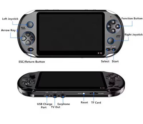 Console de jeux x12 portable, puissante et pleine de Nosta plus de 3500 jeux intégrés ,les classiques de votre enfance ( PS1, NES, Game, batterie 1800mAh (rechargeable via USB, Bluetooth connecté.