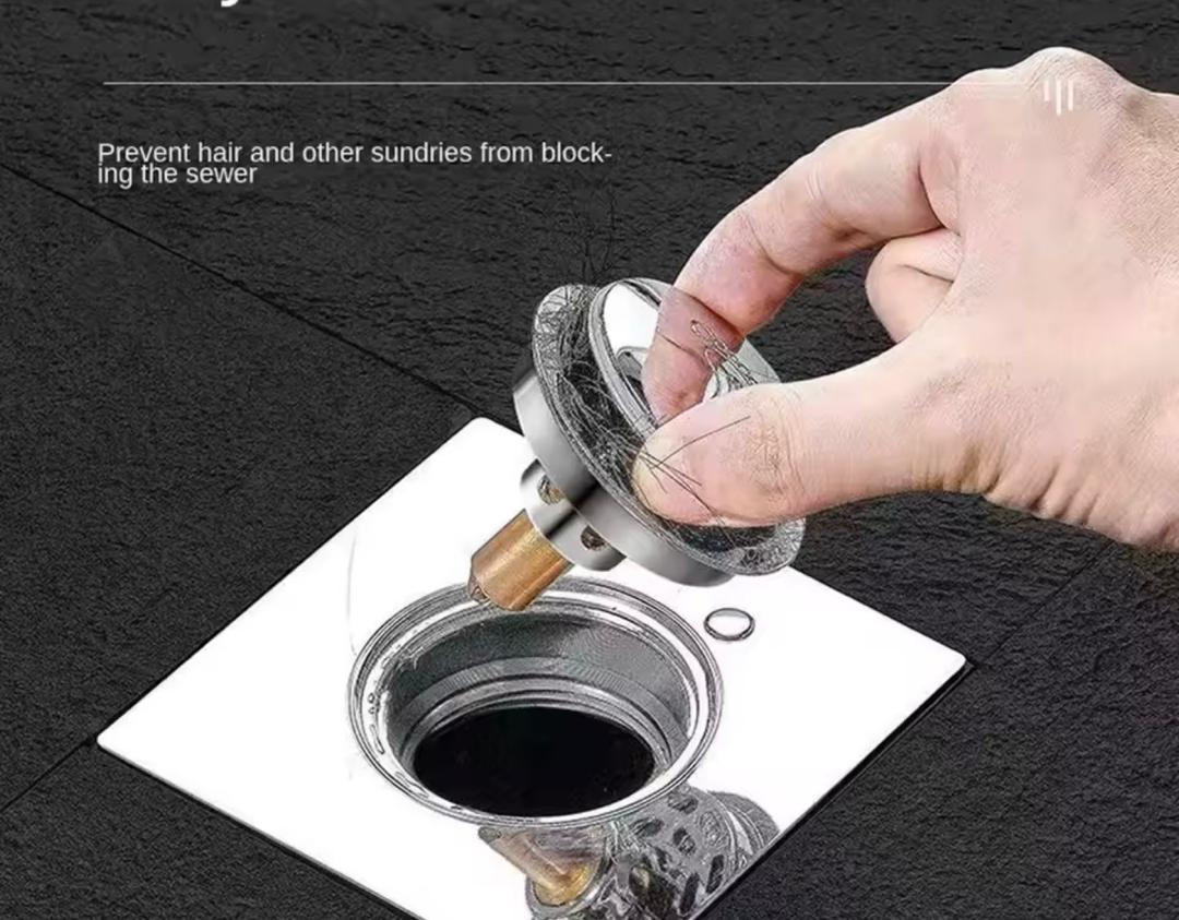 Prix : 2000f au lieu 6000f .           Siphon de sol rond à pied escamotable, couvercle HOFloor, salle de douche, bouchon de vidange à pousser vers le bas, drain de douche en acier inoxydable.