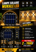 Prix : 2 à 7000f au lieu de 16000f .     Led murale solaire extérieure étanche haut et bas éclairage lumineux pour jardin, clôture décoration lumière du soleil.