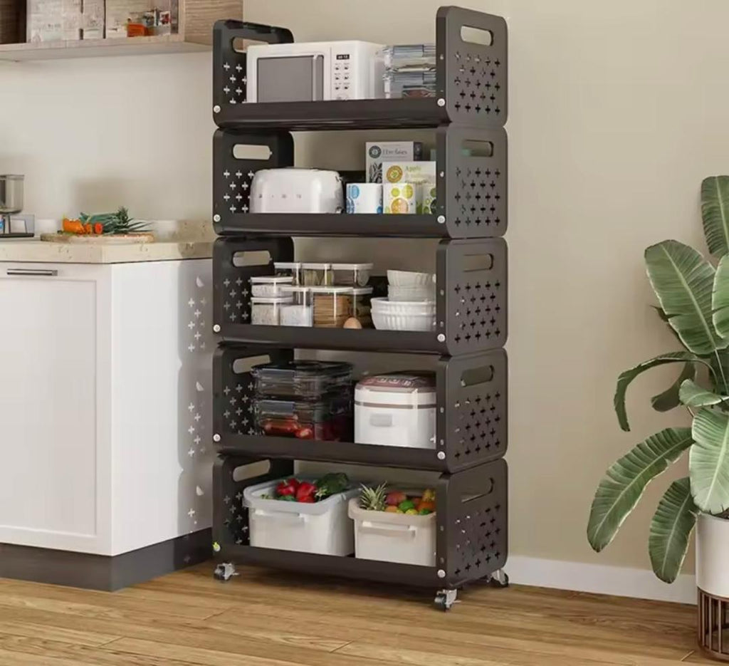 Promo 17000f au lieu 38000f.  Panier de cuisine support de rangement ménage, ajouter des fruits et légumes multi fonctionnel, petit chariots, multi étages, plancher debout mobile, démontable et métal.