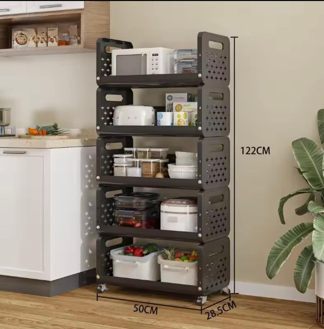 Promo 17000f au lieu 38000f.  Panier de cuisine support de rangement ménage, ajouter des fruits et légumes multi fonctionnel, petit chariots, multi étages, plancher debout mobile, démontable et métal.