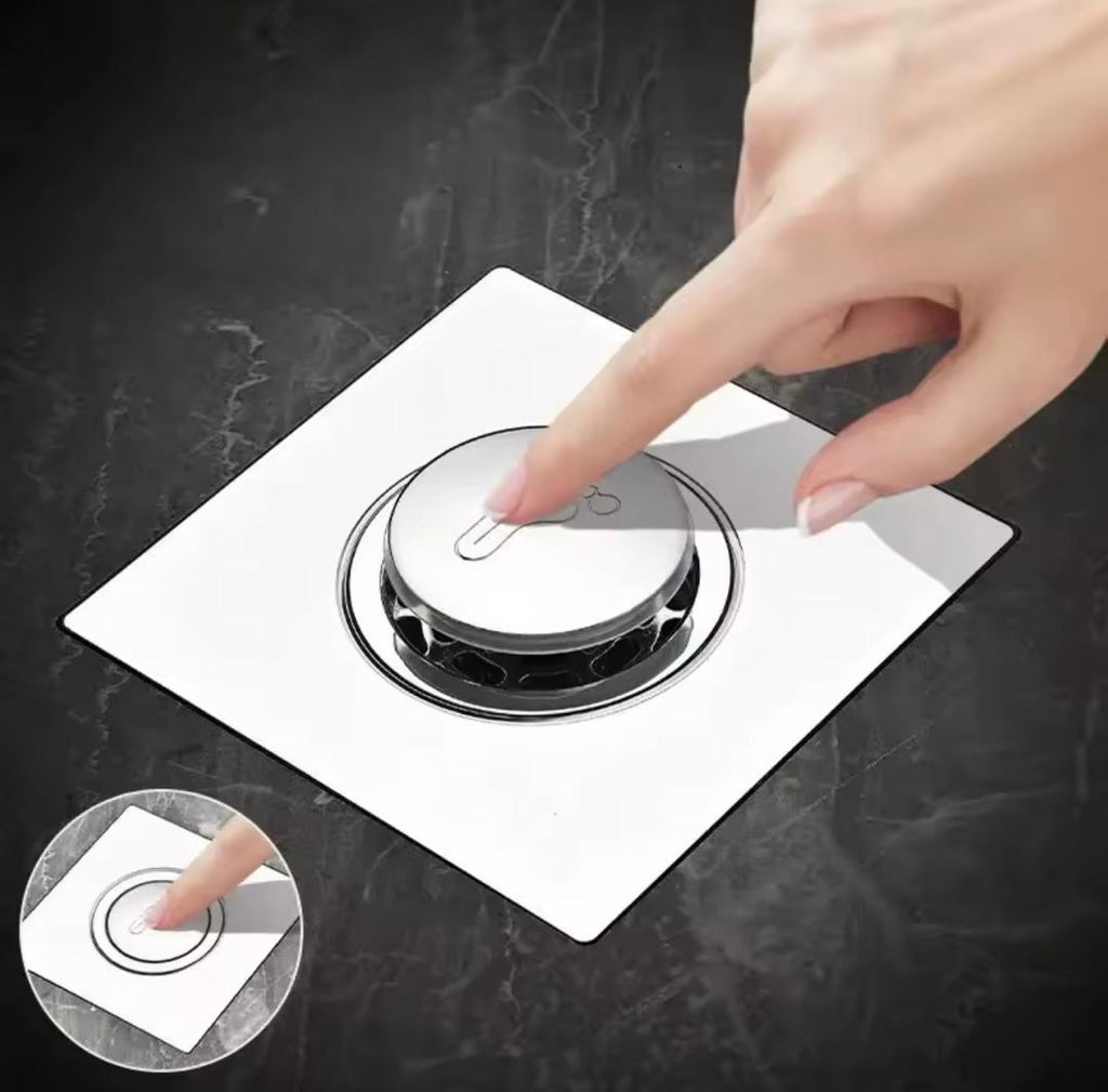 Prix : 2000f au lieu 6000f .           Siphon de sol rond à pied escamotable, couvercle HOFloor, salle de douche, bouchon de vidange à pousser vers le bas, drain de douche en acier inoxydable.