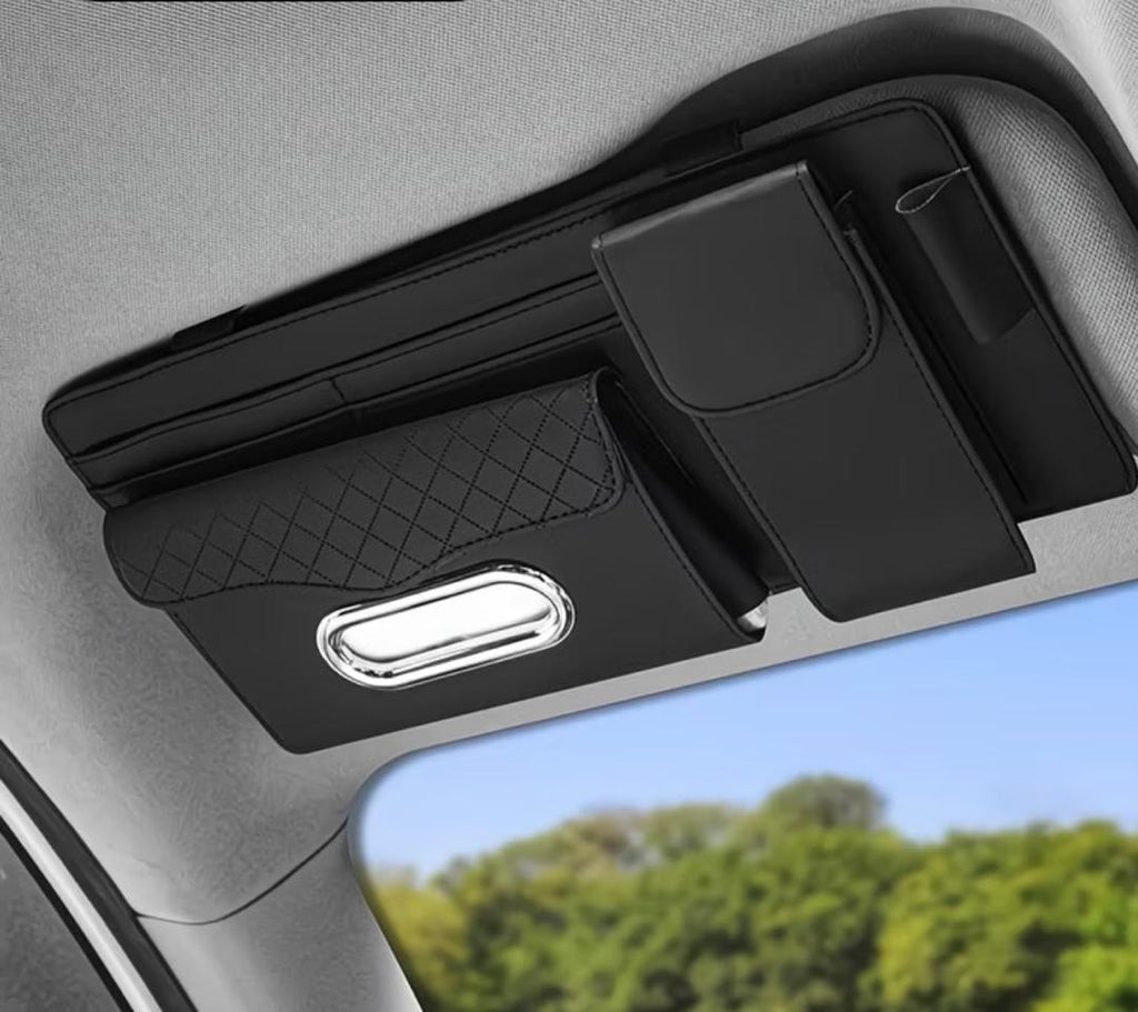 Prix : 8000f au lieu de 22000f .  Sac de rangement pour pare soleil de voiture avec étui à lunettes, porte mouchoirs, poche de rangement universelle, porte carte💳💳💳💳💳