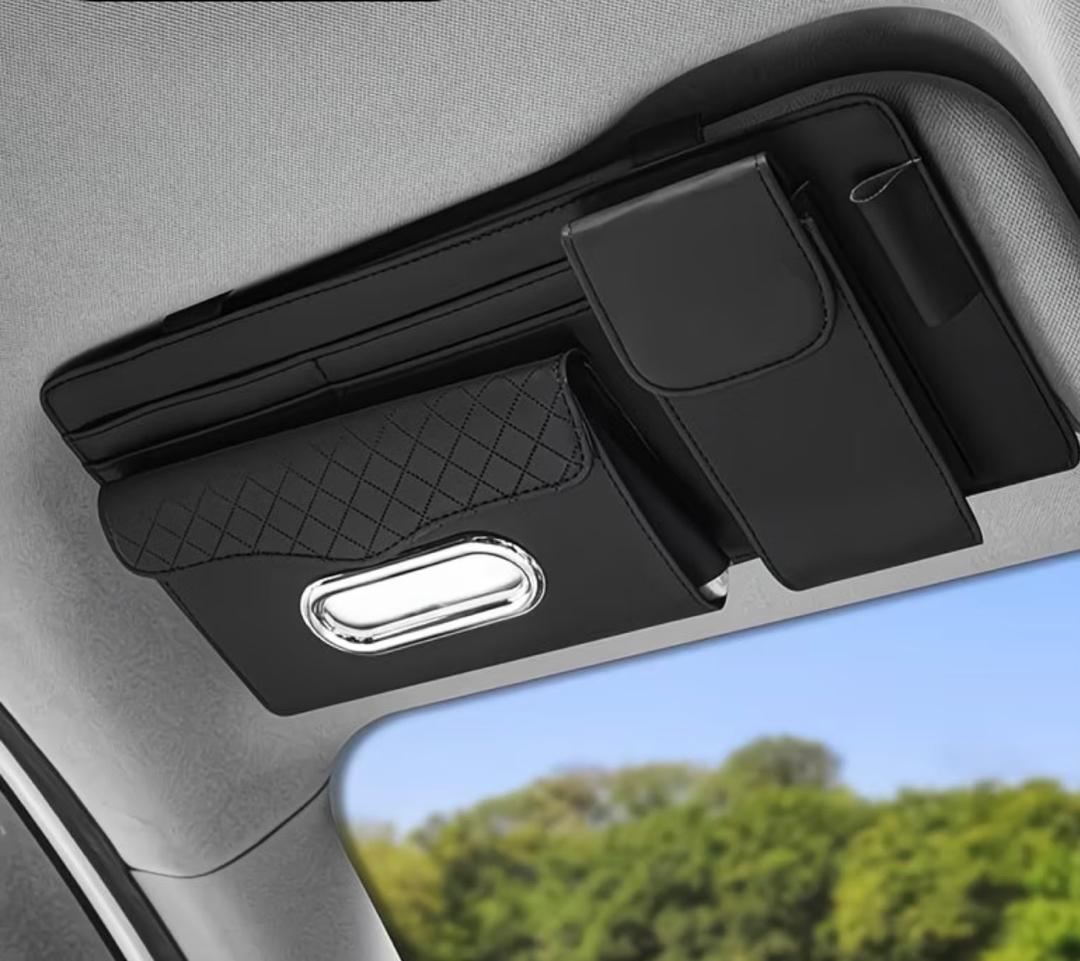 Prix : 8000f au lieu de 22000f .  Sac de rangement pour pare soleil de voiture avec étui à lunettes, porte mouchoirs, poche de rangement universelle, porte carte💳💳💳💳💳