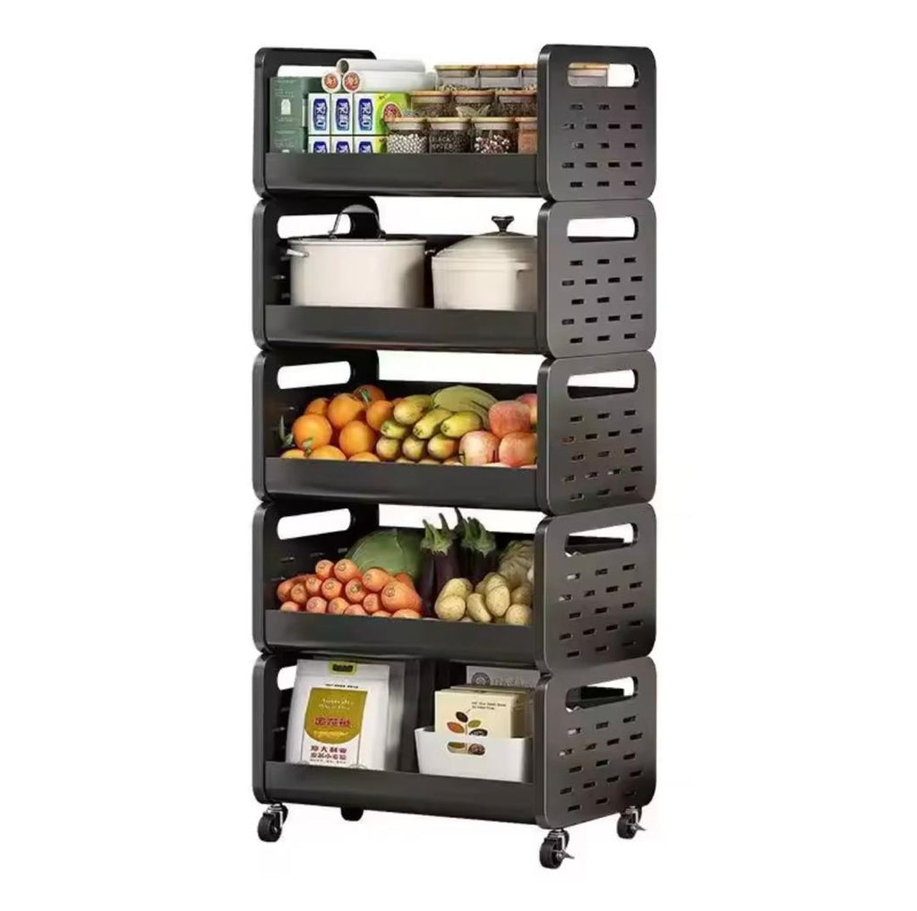 Promo 17000f au lieu 38000f.  Panier de cuisine support de rangement ménage, ajouter des fruits et légumes multi fonctionnel, petit chariots, multi étages, plancher debout mobile, démontable et métal.