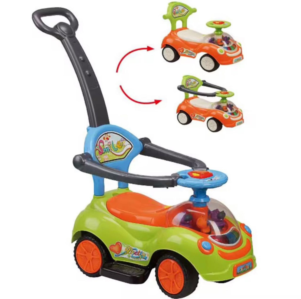 Trotteur poussette pour enfants, jouets pour garçons et filles, musique à 4 roues et klaxon, de 0 à 3 ans, cadeaux pour la fête de fin d'année et anniversaire, pose pieds disponible, 3en1 .